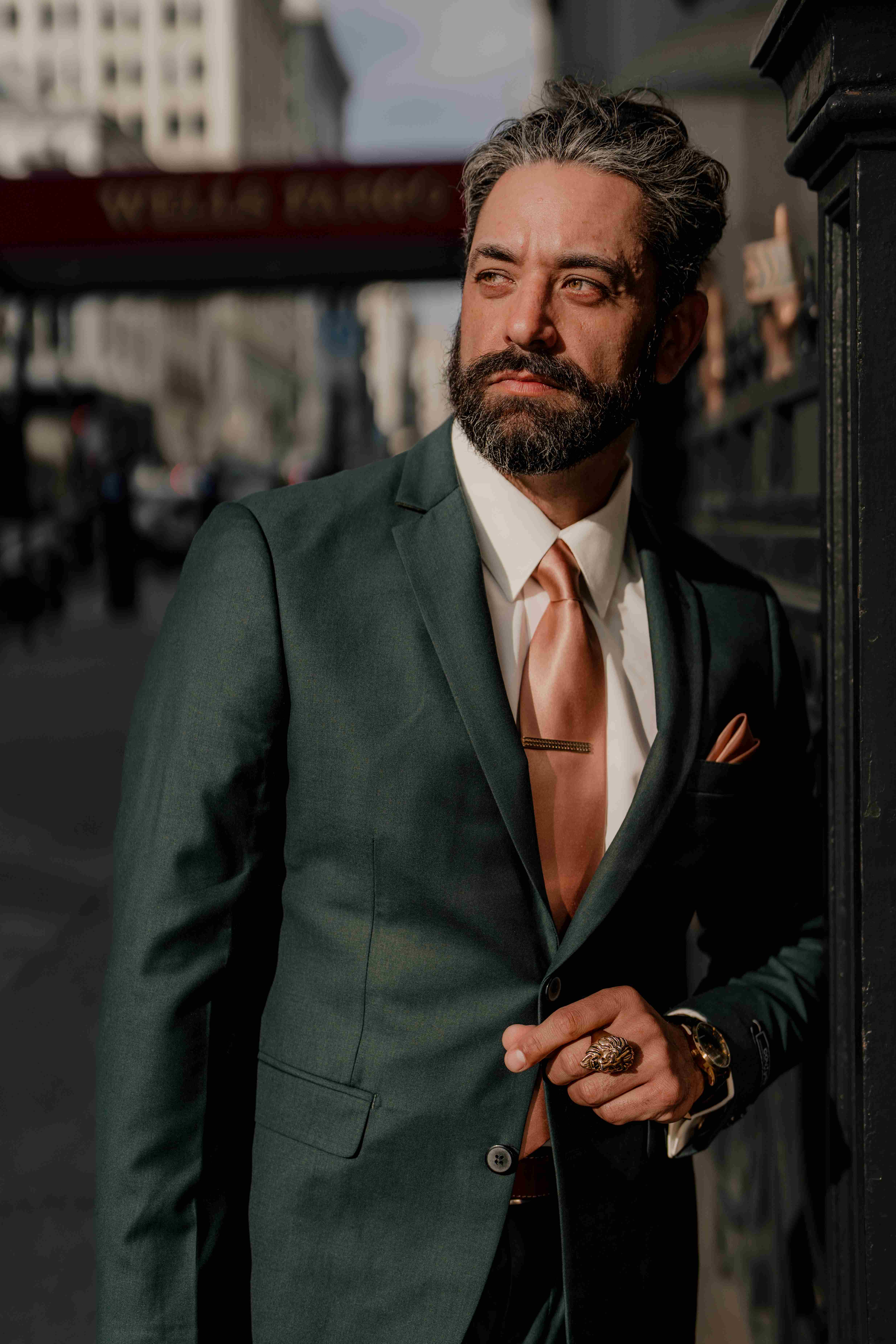 Formal menswear modeling - three-piece suit photoshoot for professional brand campaigns