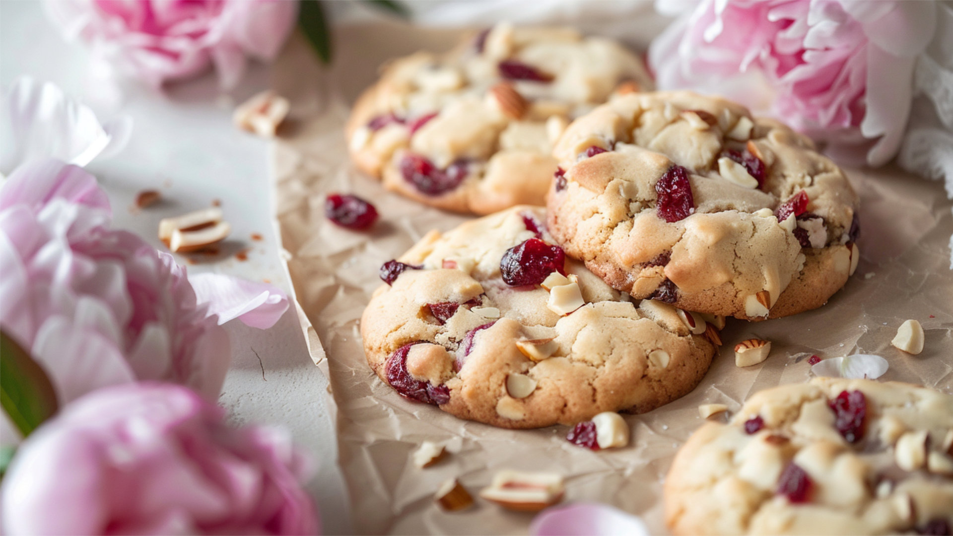 Cranberry Macadamia Cookies, Dipped in White Chocolate